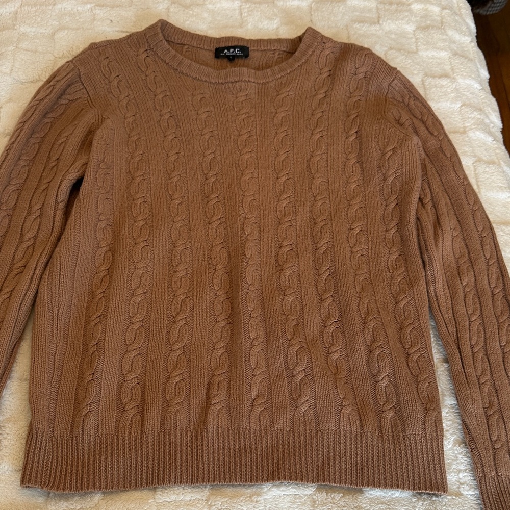 K—A.P.C. Women's Tan Cable Knit Cashmere/ Wool Sweater
